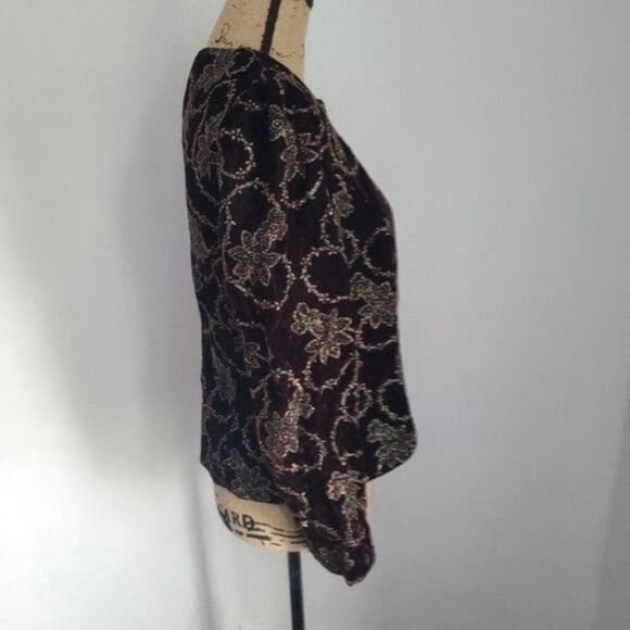 Vintage Dark Romantic Goth Purple Filigree Jacket Gold Trim - Picture 5 of 14